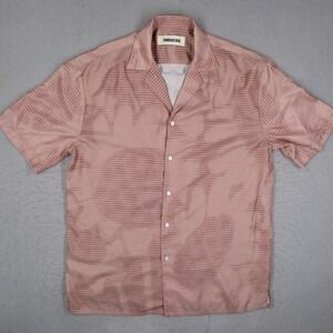Metalwood Studio Mens XL ASCII Graphic Print Camp Collar Button Up Shirt Mauve